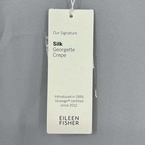 Eileen Fisher India Sky Blue Silk Georgette Crepe Ruffle Sleeve Top New w/ tags! - Picture 5 of 10